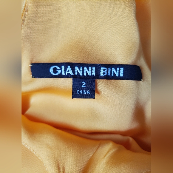 Gianni Bini Orange Sleeveless Midi Sheer Satin Ruffles Dress Size 2 - Picture 5 of 6
